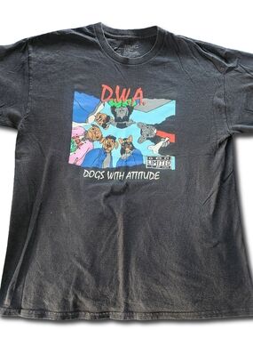 Dog Limited D.W.A. Dogs With Attitude Graphic Tee Size Large